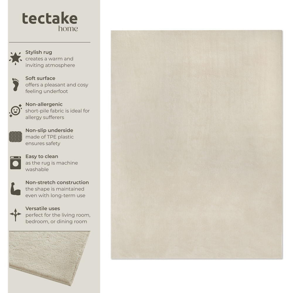 tectake Zonelle Beige Short Pile Ultra Soft Rug 230 x 160cm Image 7