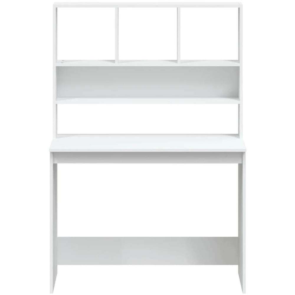vidaXL 4 Shelf Study Desk White Image 4