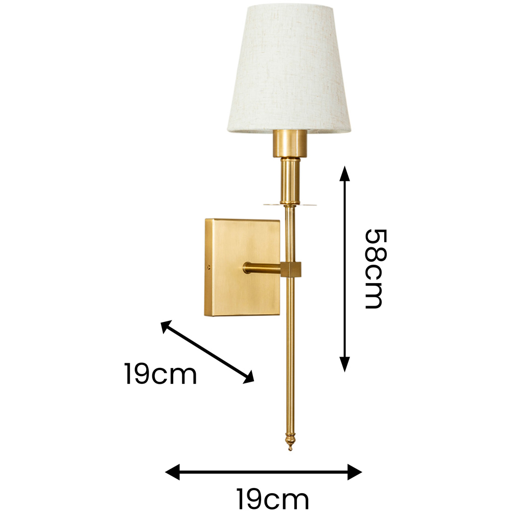 ValueLights Kincaid Plated Gold Cream Shade LED Wall Light 2 Pack Image 8