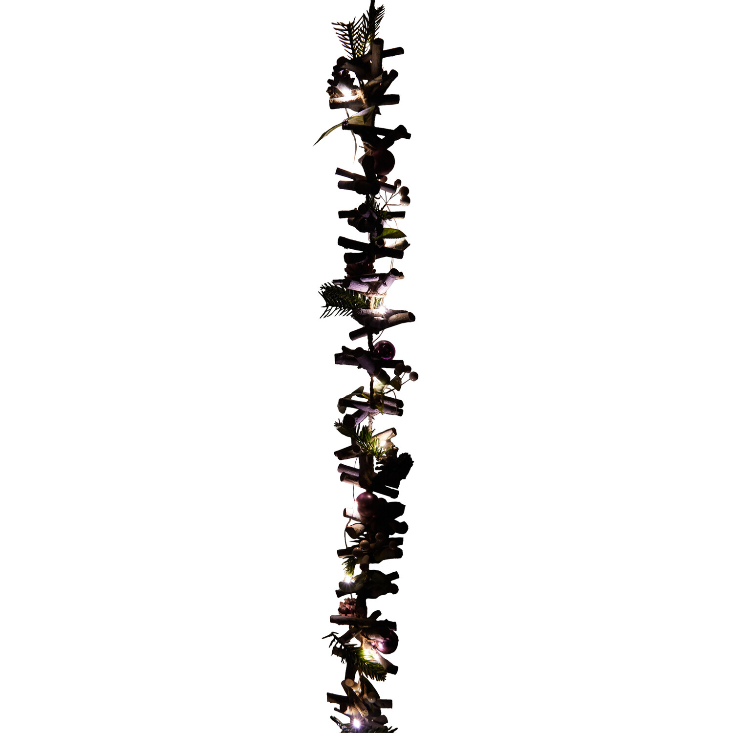 LED Blush Bauble Driftwood Garland - Pink Image 3