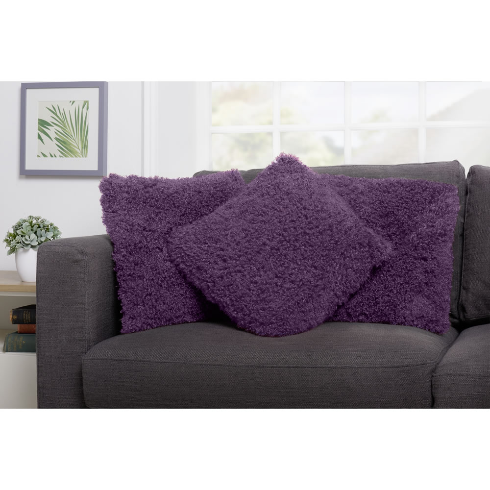 Wilko Lilac Faux Mongolian Cushion 43 x 43cm Wilko