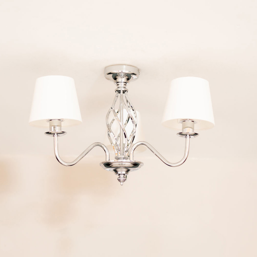 ValueLights Memphis Silver Chrome Barley Twist LED Ceiling Lamp Image 4