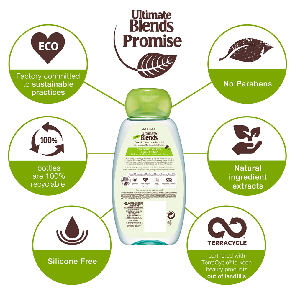 Garnier Ultimate Blends Coconut Water Shampoo for Dry Hair 360ml Image 3