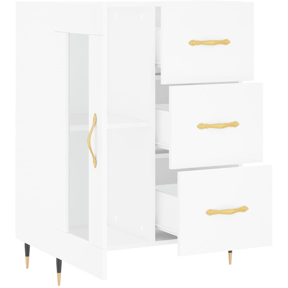 vidaXL Single Glass Door 3 Drawer White Sideboard Image 6