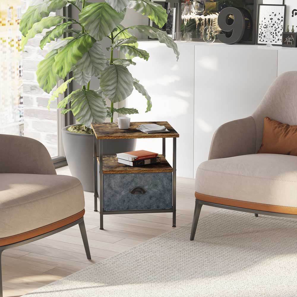 Portland Single Drawer Brown Bedside Table Image 4