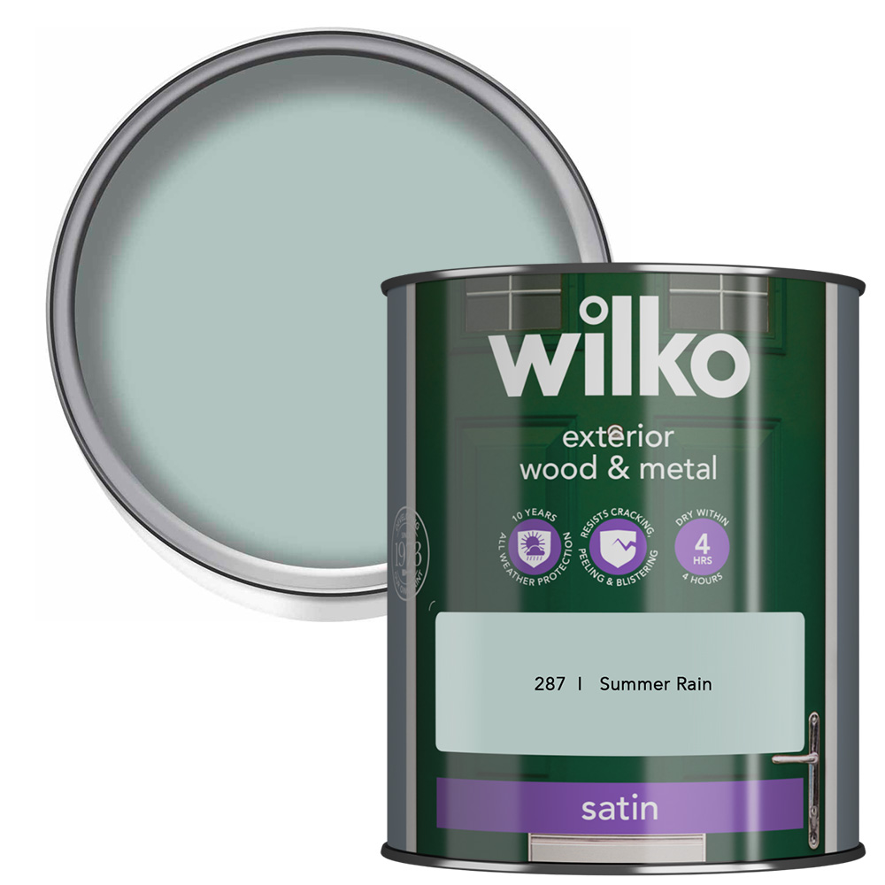 Wilko Summer Rain Satin Quick Dry Exterior Paint 750ml Image 1