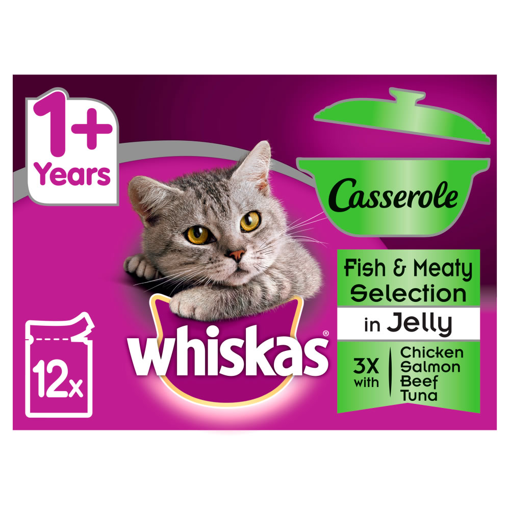 Whiskas Casserole 1+ Fishy/Meaty Selection Cat Food 12 x 85g Image 1