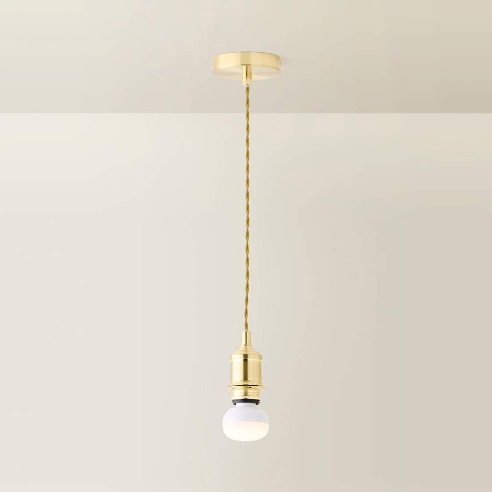 ValueLights Shaw Brushed Gold Rechargeable Ceiling Pendant Light Fitting Image 3