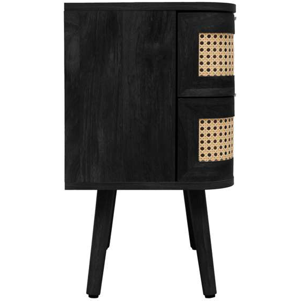 Birlea Noah 2 Drawer Black Rattan Bedside Table Image 4