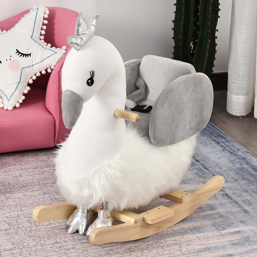 Tommy Toys Baby Rocking Horse Swan Ride On White and Grey Image 2