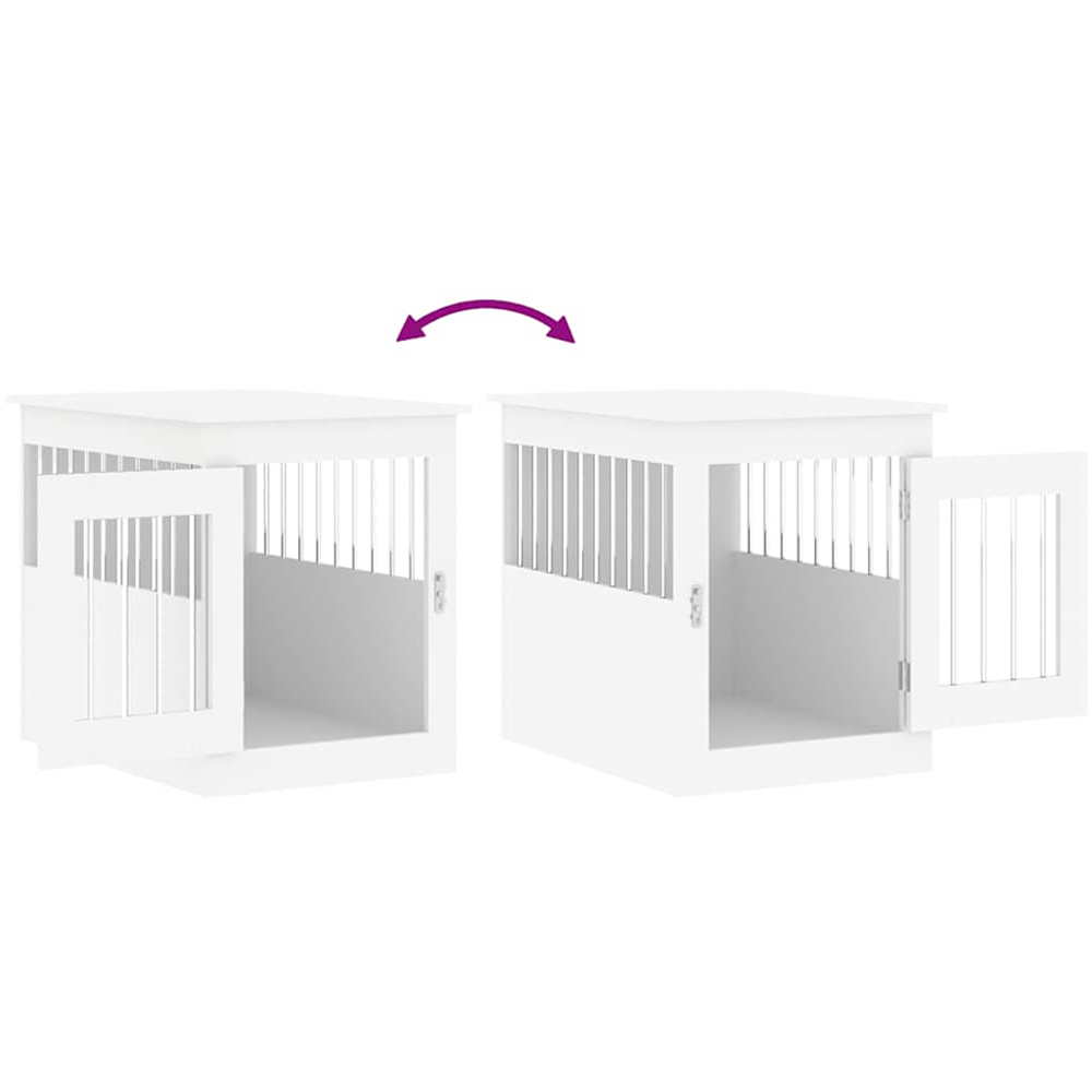 vidaXL White Processed Wood Dog Crate Furniture 55 x 75 x 65cm Image 9