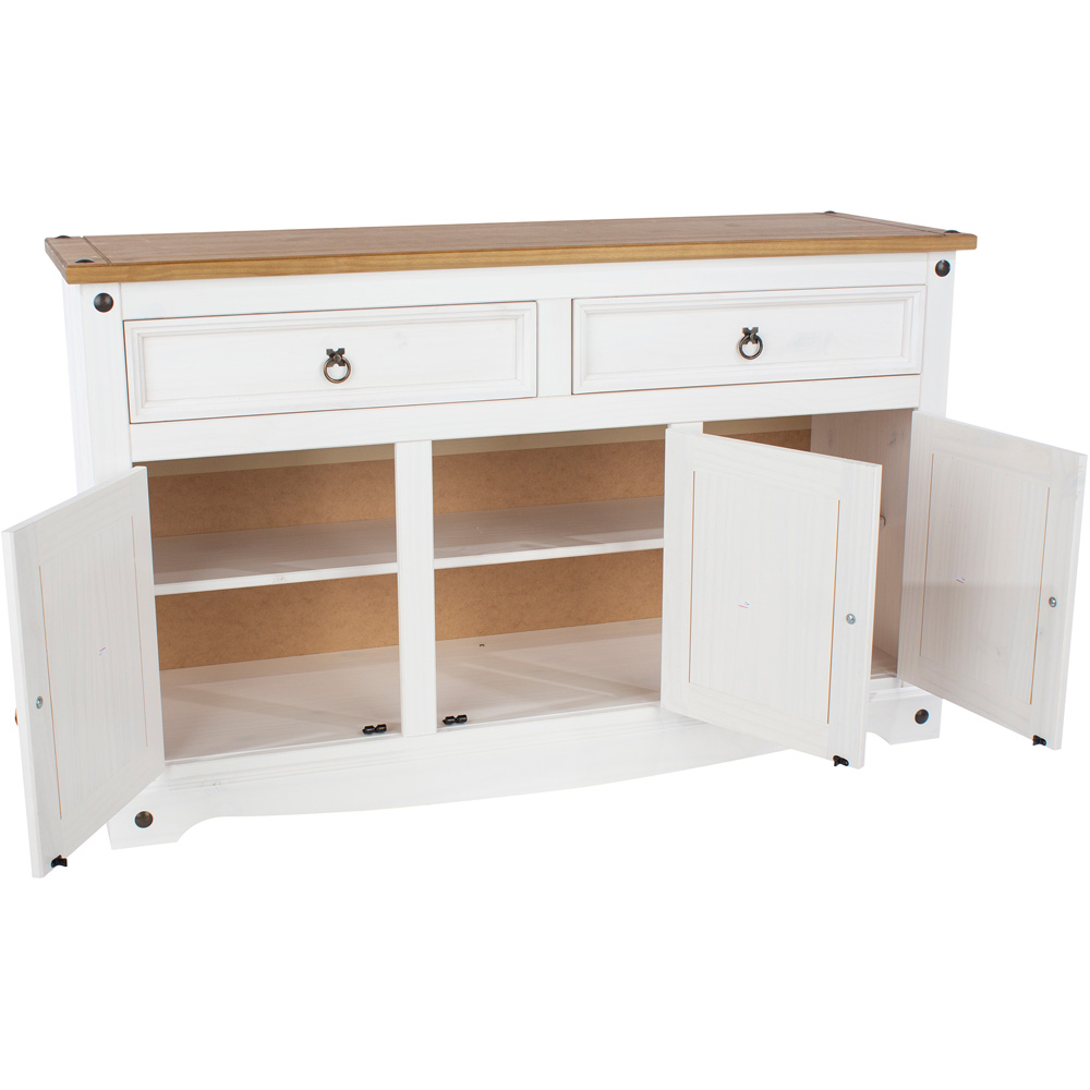 Corona 3 Door 2 Drawer White Washed Wax Finish Medium Sideboard Image 5