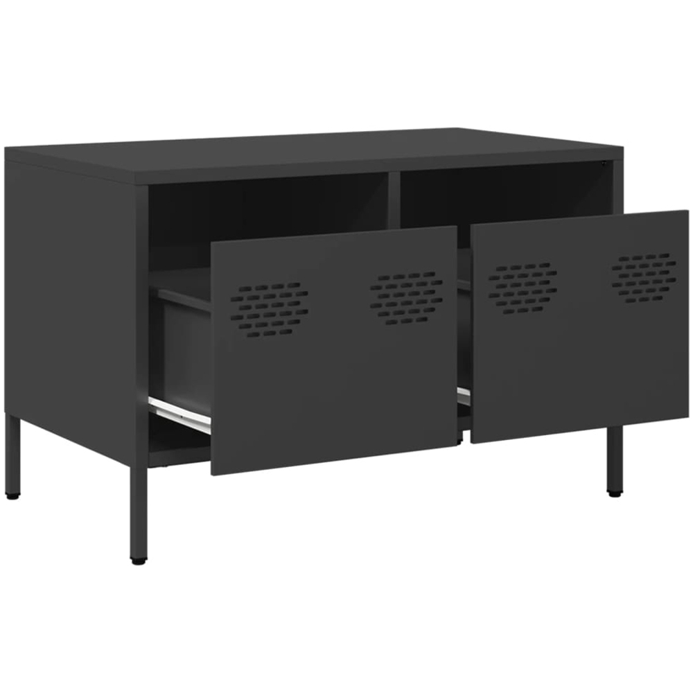 vidaXL 2 Drawer Black Steel Industrial Style TV Cabinet Image 4