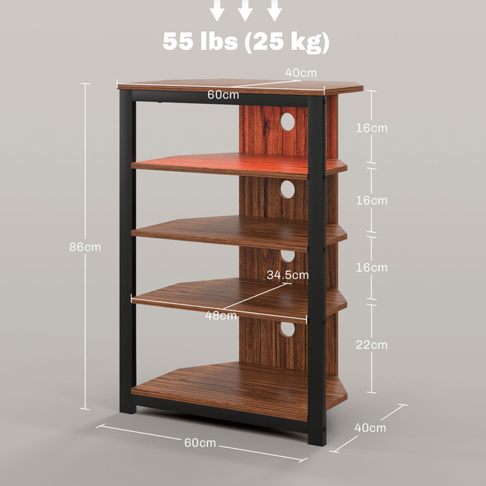 HOMCOM 4 Shelf Brown TV Unit with Light Image 9