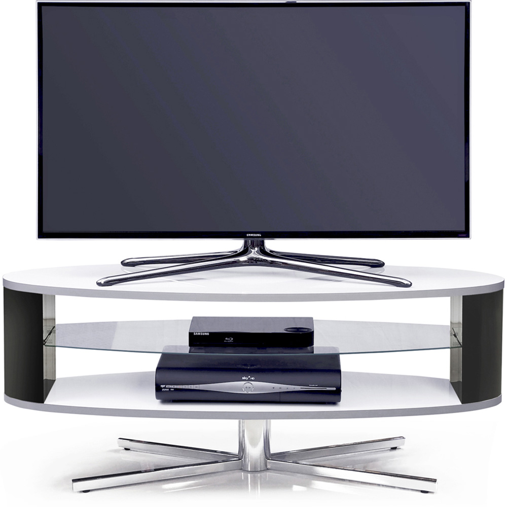 MDA Designs Orbit 2 Shelf White and Black TV Cabinet Image 5