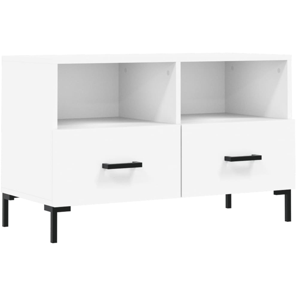 vidaXL 2 Drawer 2 Shelf White TV Cabinet Image 2