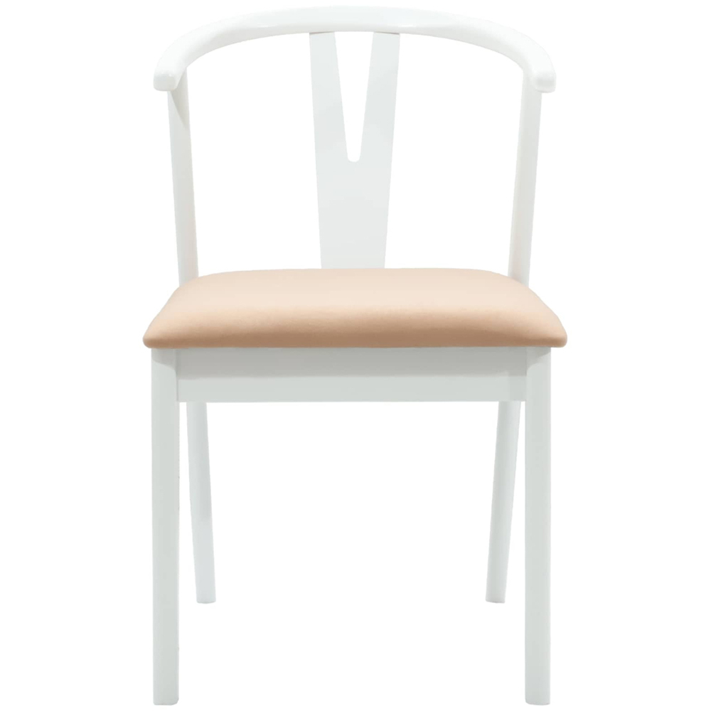 vidaXL Set of 2 White and Brown Rubberwood Dining Chairs Image 3