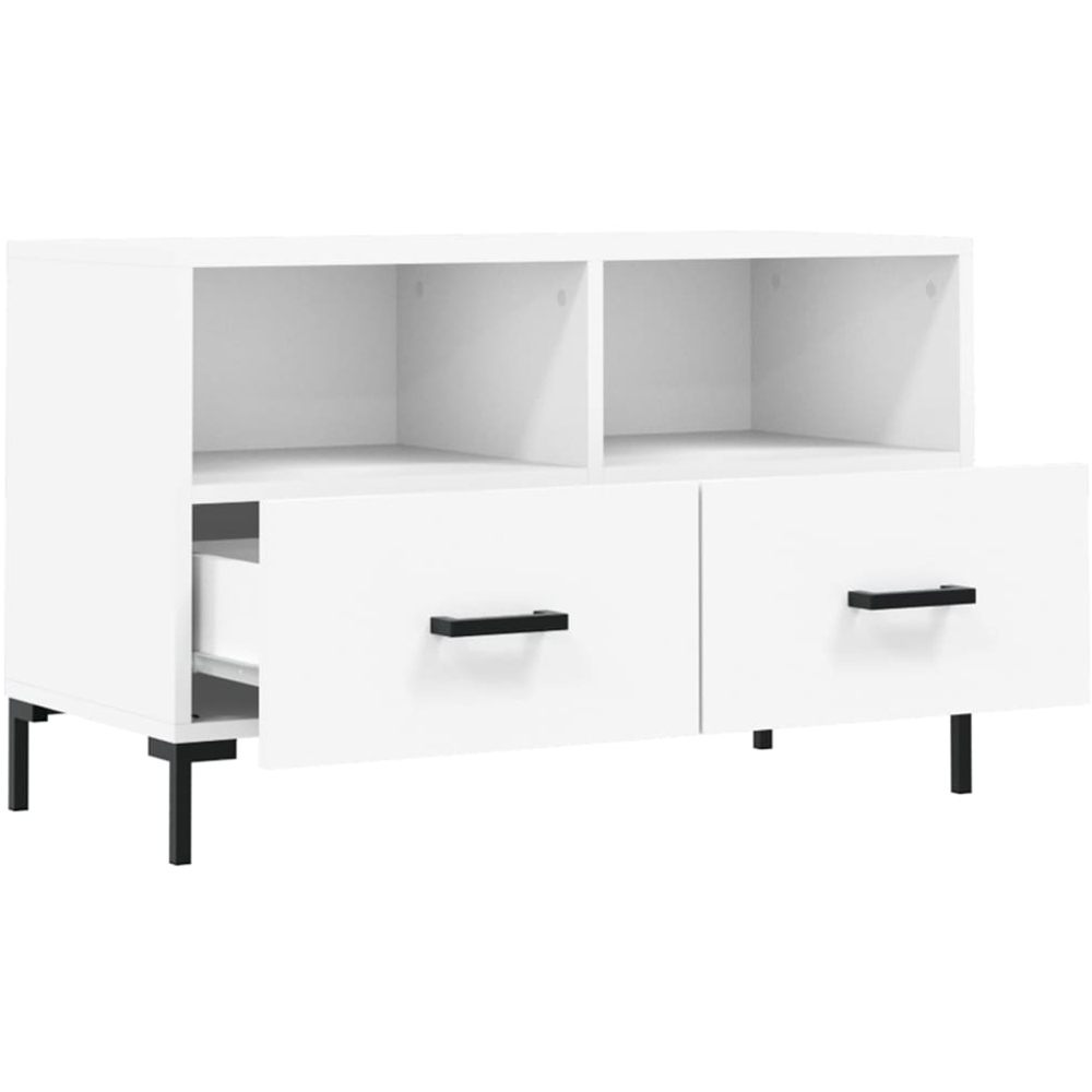 vidaXL 2 Drawer 2 Shelf White TV Cabinet Image 6