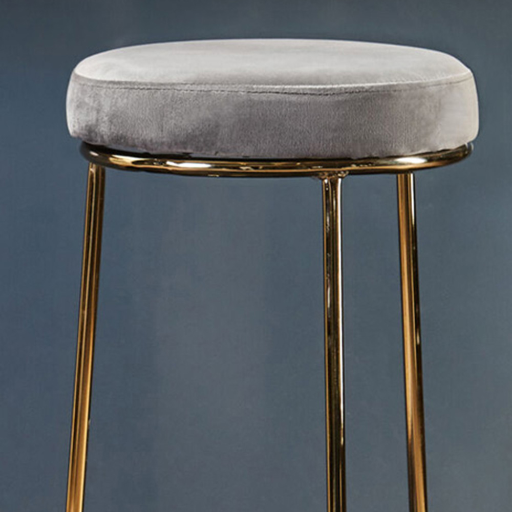 Premier Housewares Manhattan Grey Velvet Tall Bar Stool Image 2