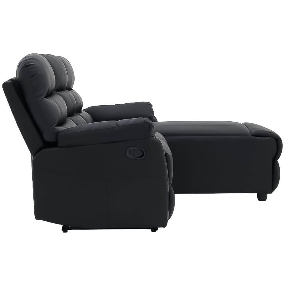 Home Detail Carter 3 Seater Black Faux Leather Right Hand Chaise Manual Recliner Sofa Image 3