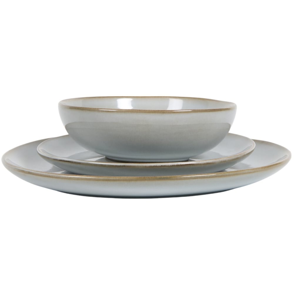 12 Piece Quartz Reactive Glaze Dinner Set - White Image 1