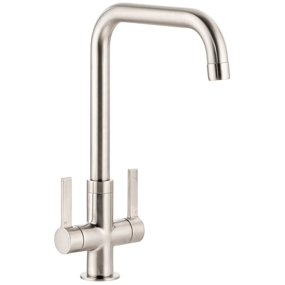 Pico Quad Brushed Nickel Dual Lever Mono Kitchen Tap Image 1