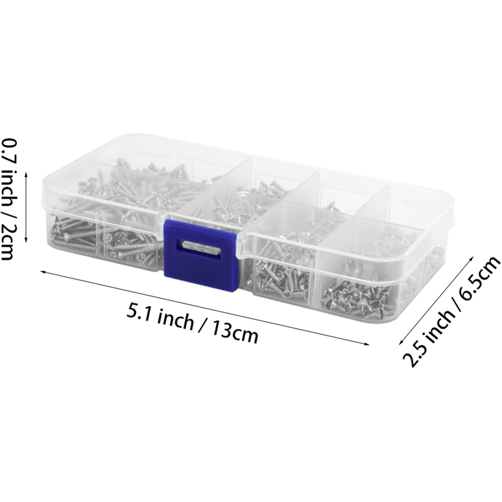 Living and Home 800 Piece Carbon Steel Nickel Plated Silver Phillips Flat Head Screws Set Image 7