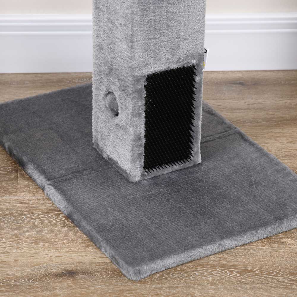 PawHut Cat Scratching Post Scratcher Climber w/ Carpet Base Hanging Toy - Grey Image 8