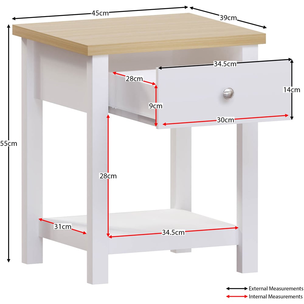 Vida Designs Arlington Single Drawer White Bedside Table Image 7