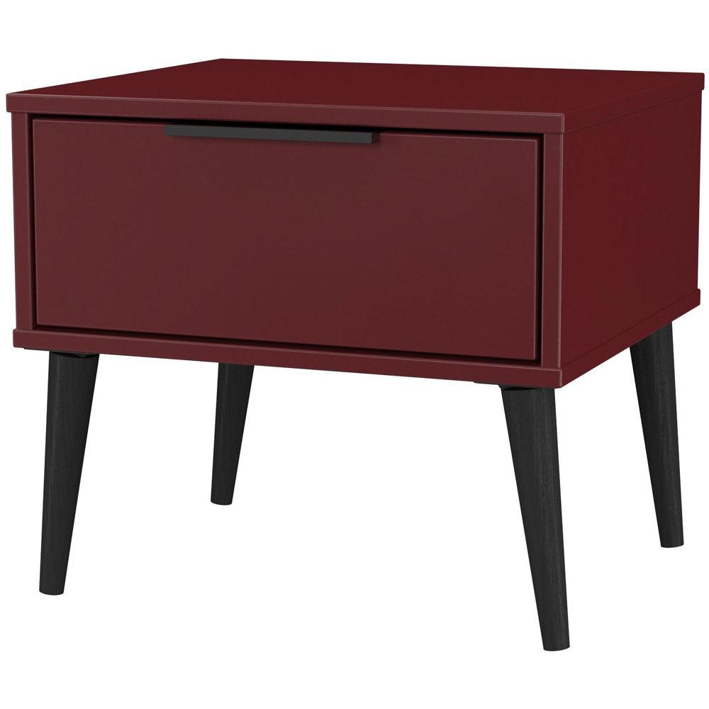 Crowndale Hong Kong Single Drawer Matt Red and Black Side Table Ready Assembled Image 2