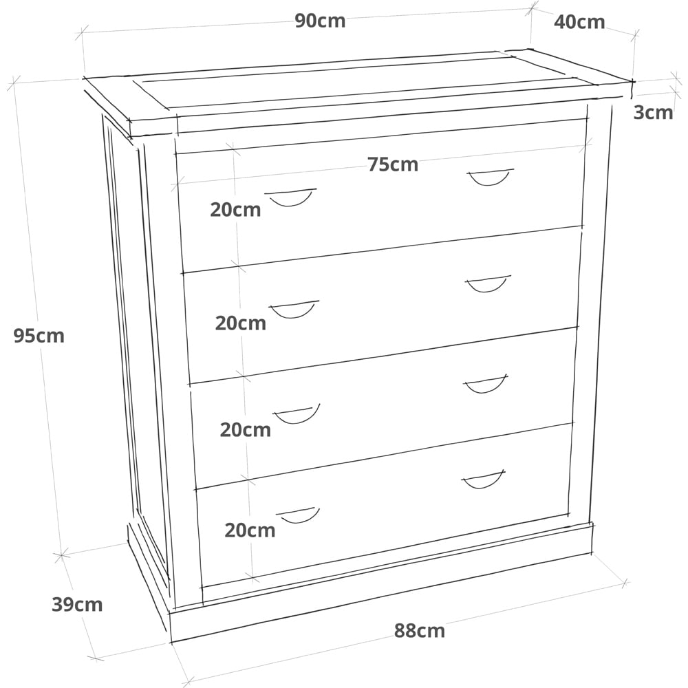 Tropea 4 Drawer Off White Chest of Drawers with Chrome Cup Handles Image 9
