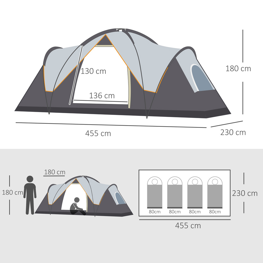 Outsunny 5-6 Person Camping Tent Multicolour Image 8