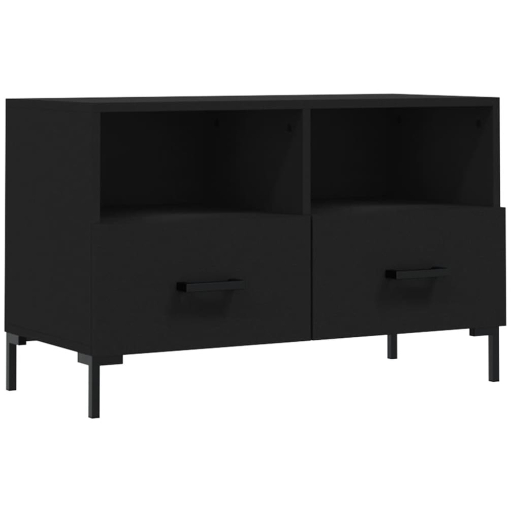vidaXL 2 Drawer 2 Shelf Black TV Cabinet Image 2