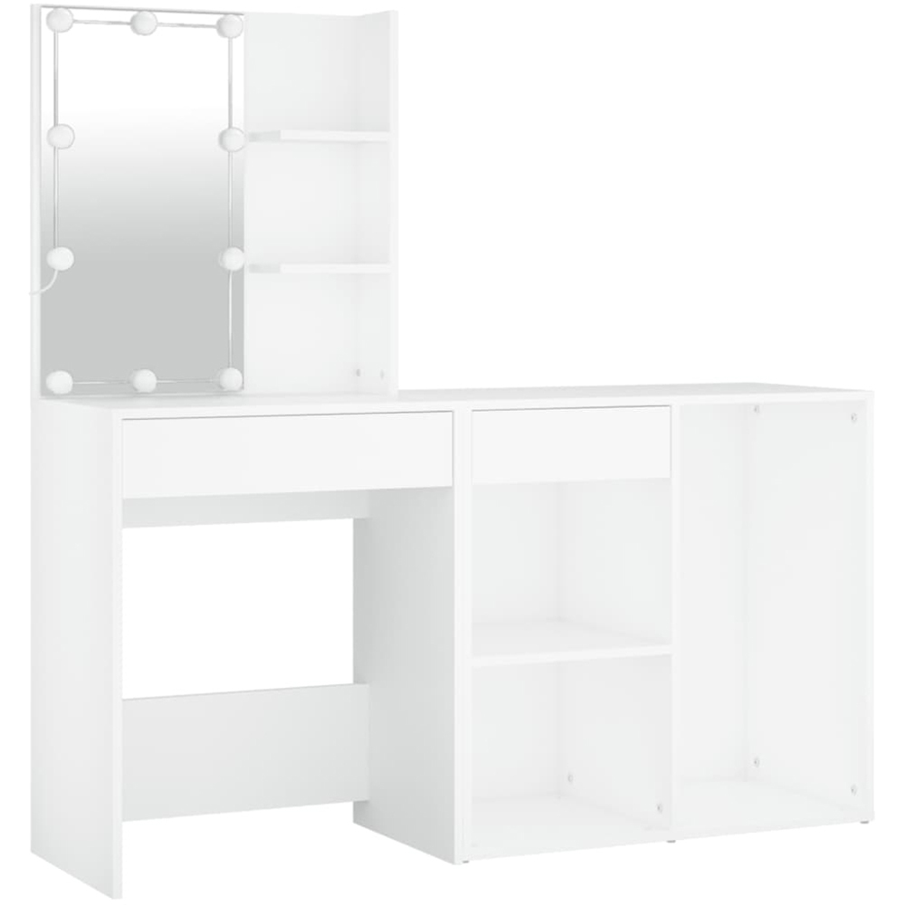 vidaXL White Dressing Table with LED Mirror and Cabinet Image 7