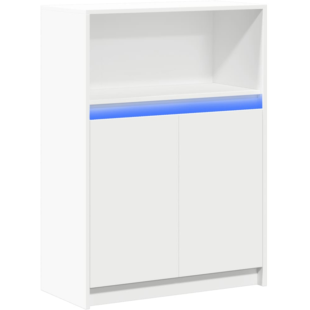 vidaXL 2 Door Single Open Shelf White LED Sideboard Image 2