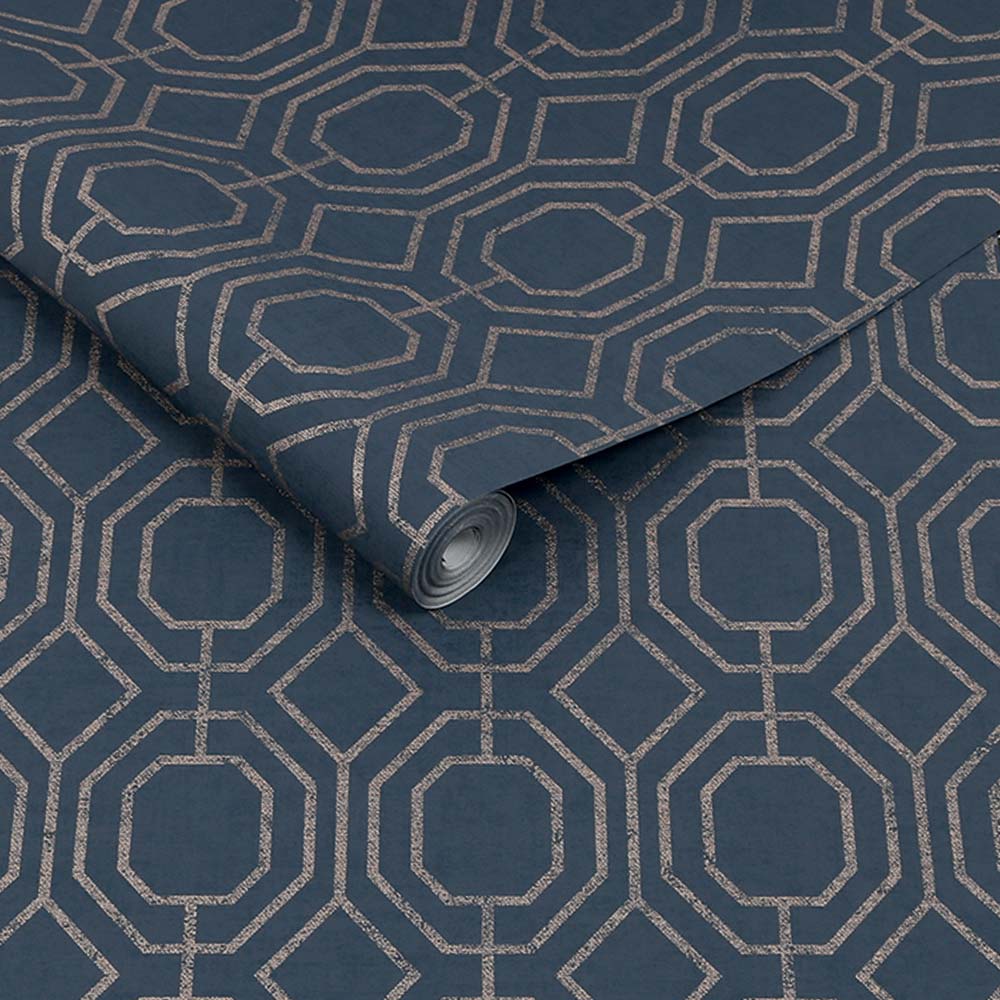 Superfresco Easy Luxe Geo Navy Wallpaper Image 2