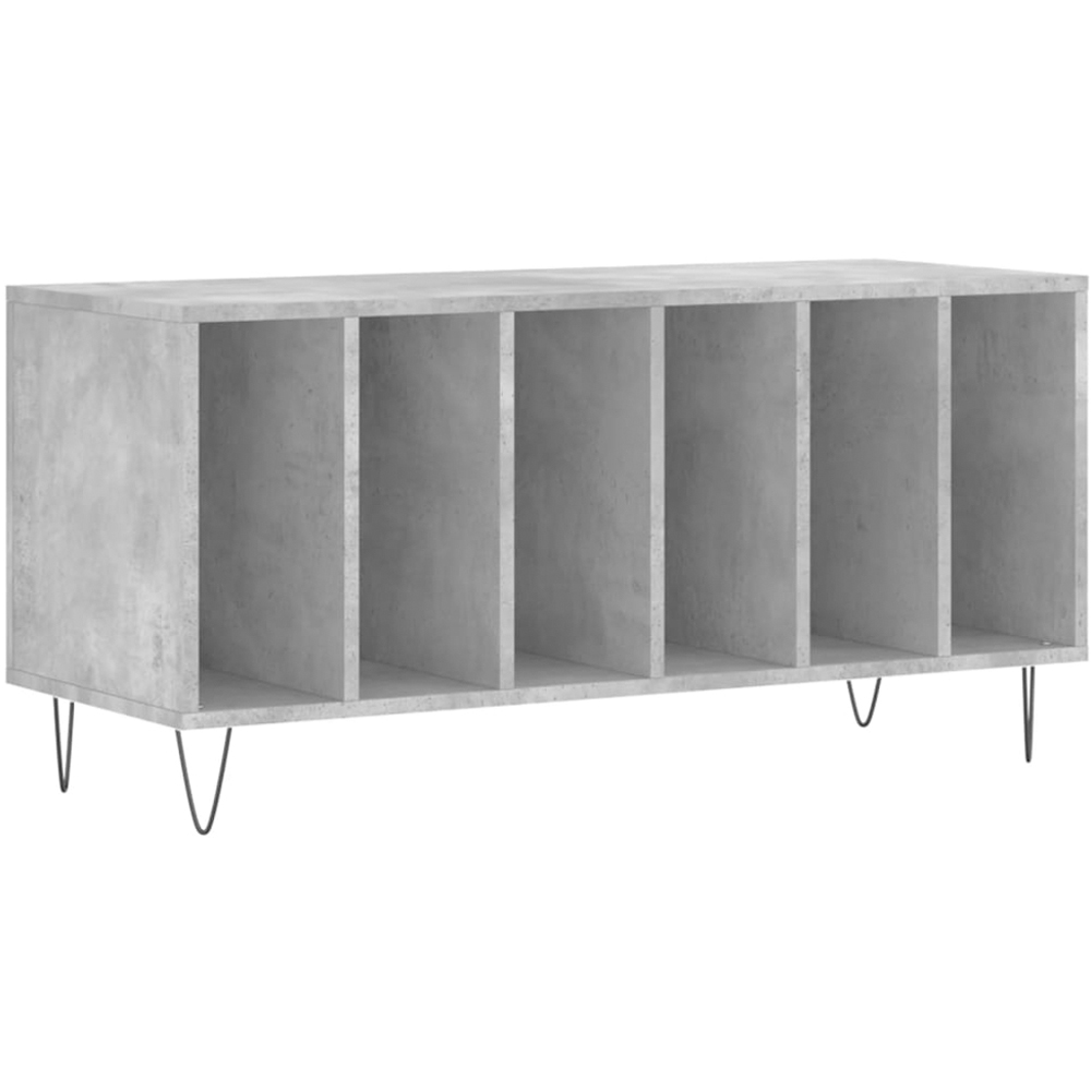 vidaXL 6 Shelf Concrete Grey Record Cabinet Image 2