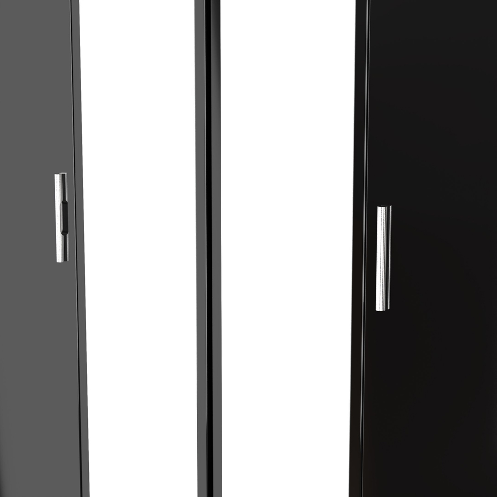 Crowndale Knightsbridge 4 Door Black Gloss and Black Tall Mirror Wardrobe Ready Assembled Image 5
