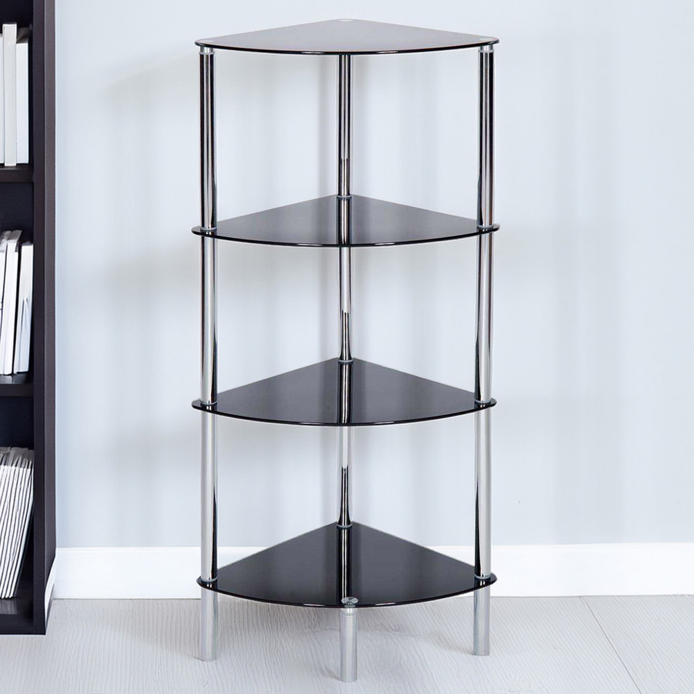 Sierra 4 Tier Corner Shelving Unit Black Image 1