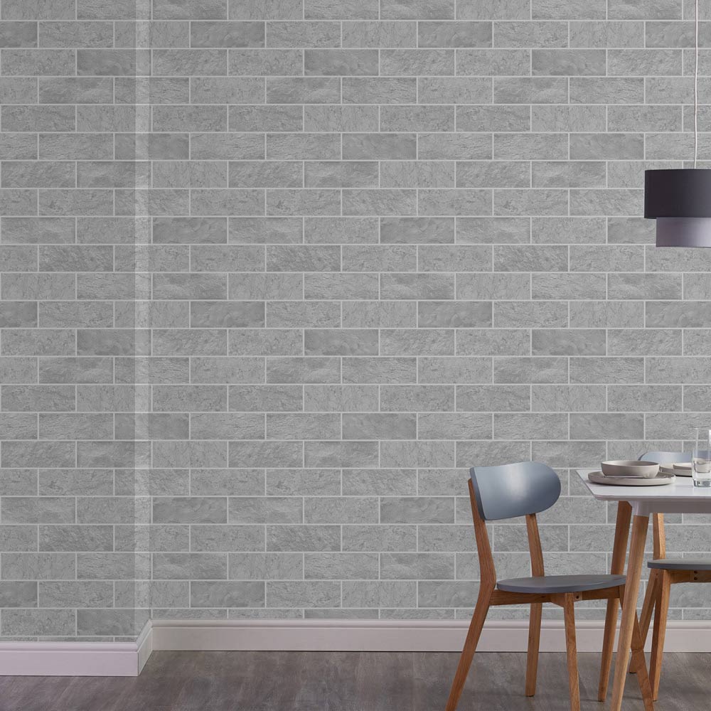 Contour Grey Tile Wallpaper Image 2