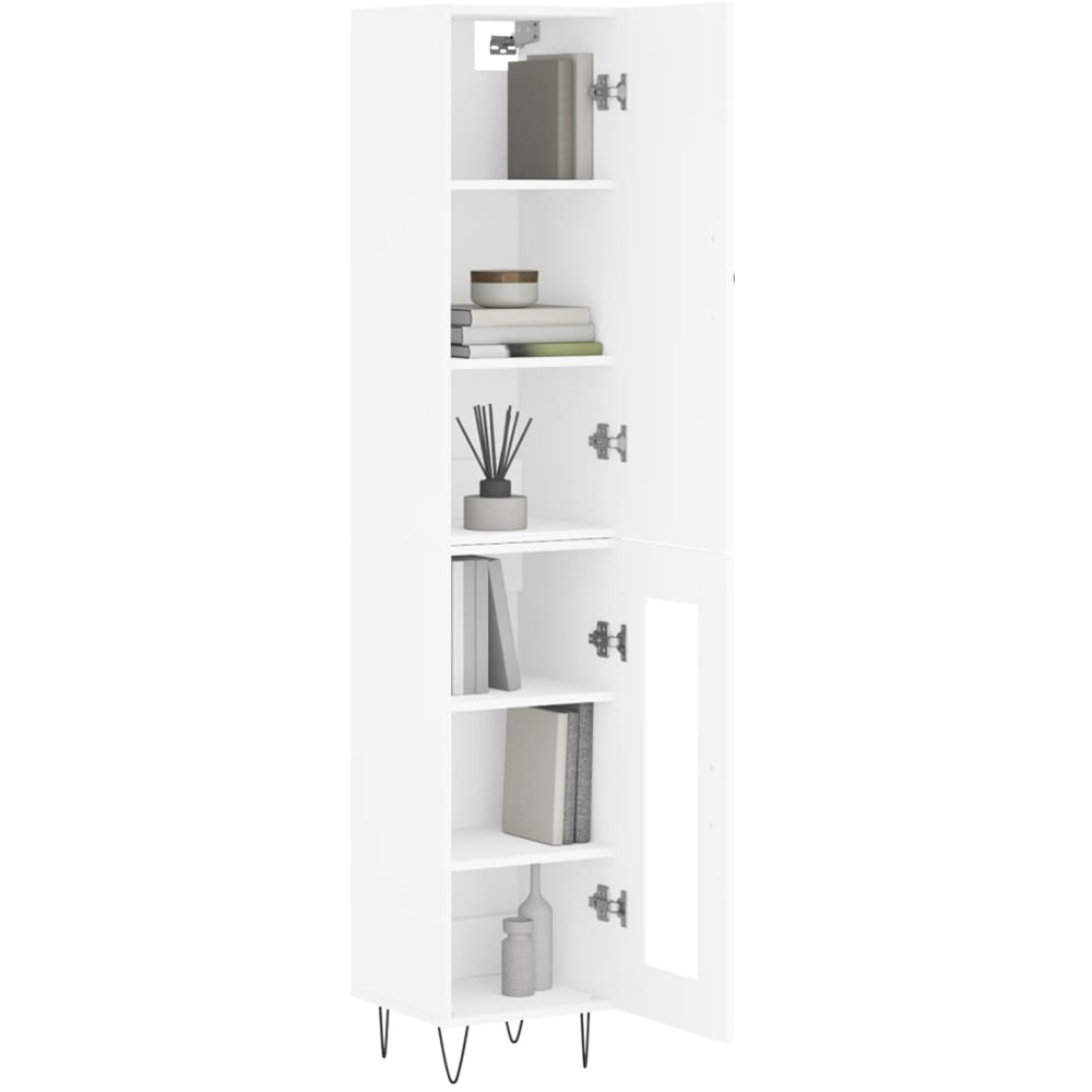 vidaXL 2 Door White Slim Glass Highboard Image 3