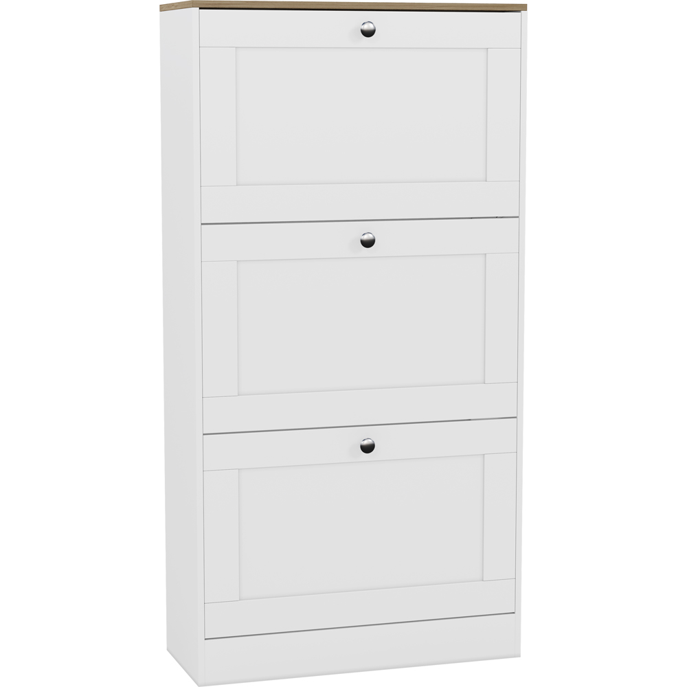 VIDA DESIGNS 3 Drawer White and Oak Effect Shoe Cabinet Image 2