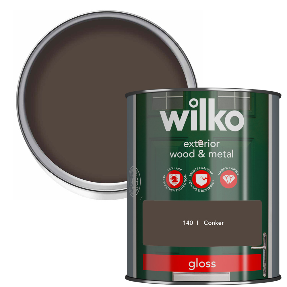 Wilko Wood and Metal Conker Gloss Paint 750ml Image 1