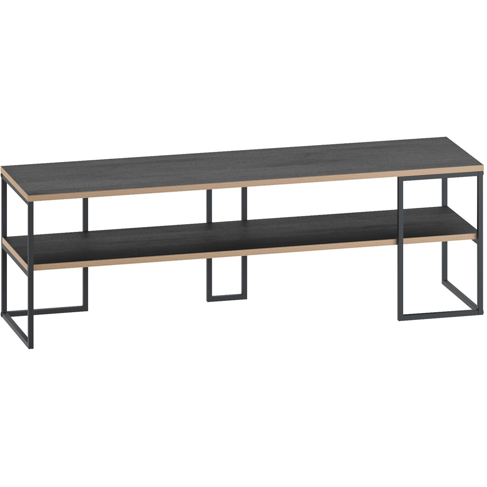 Decortie Black Friday Single Shelf Black Wood TV Stand Image 2