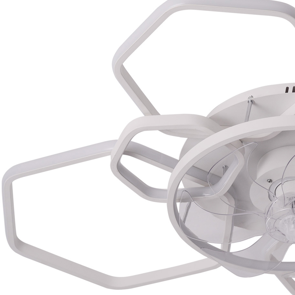 Living and Home White Geometrical LED Ceiling Fan Light 41 inch Image 4