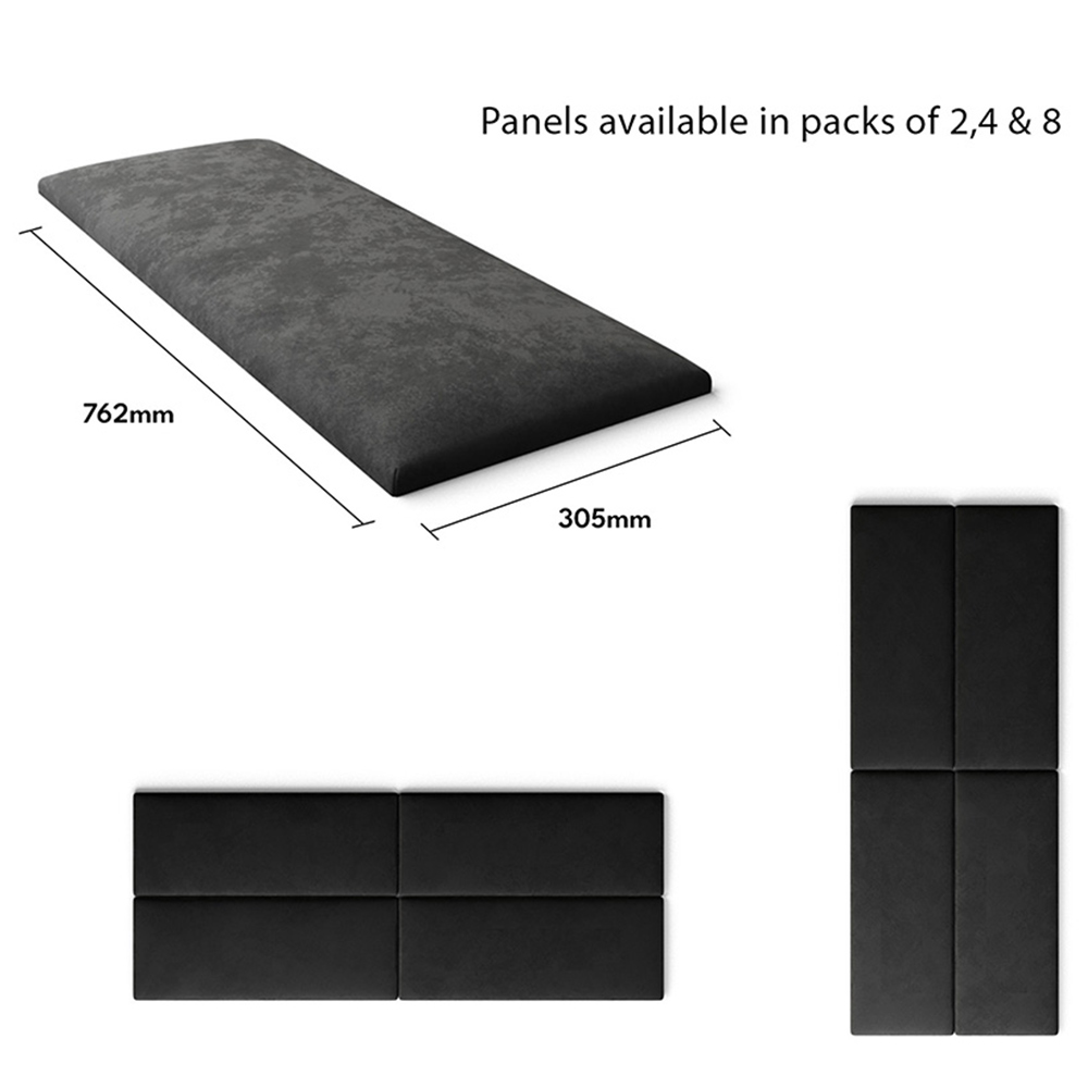 Aspire EasyMount Ebony Plush Velvet Upholstered Wall Mounted Headboard Panels 2 Pack Image 5