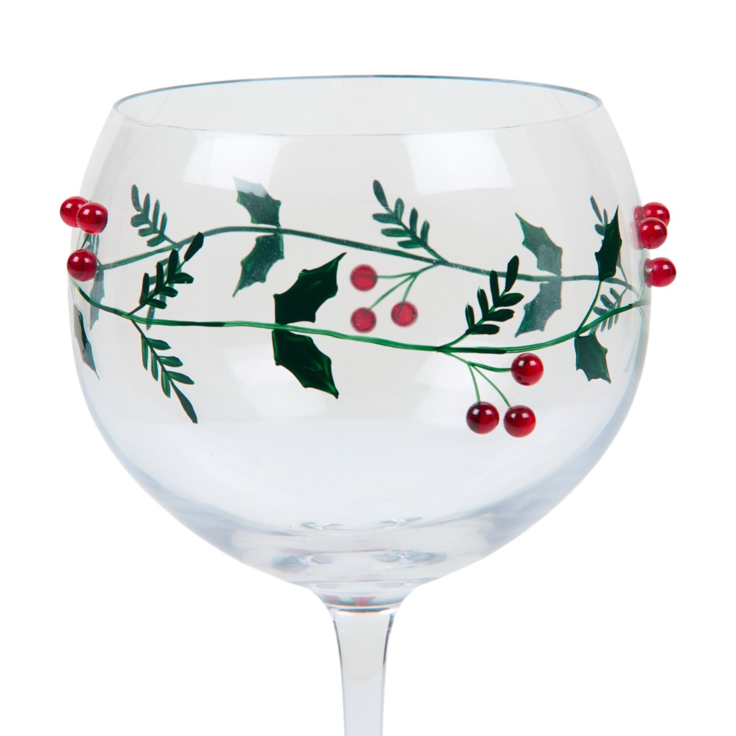 Gin Glass with Mistletoe Decoration Clear Image 2