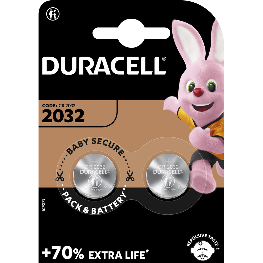 Duracell Specialty CR2032 2 Pack Lithium Coin Cell Batteries Image 1