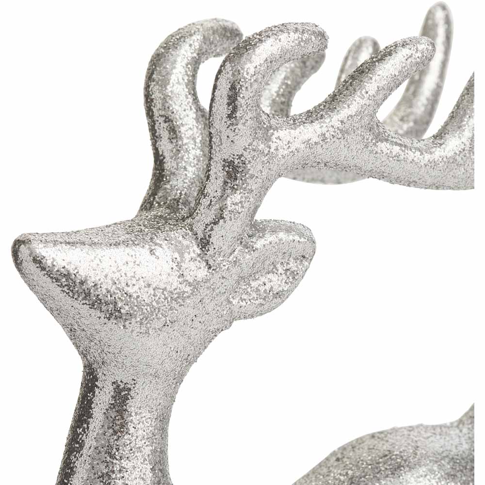 Wilko Magical Modern Glitter Stag Christmas Decoration Small Image 2