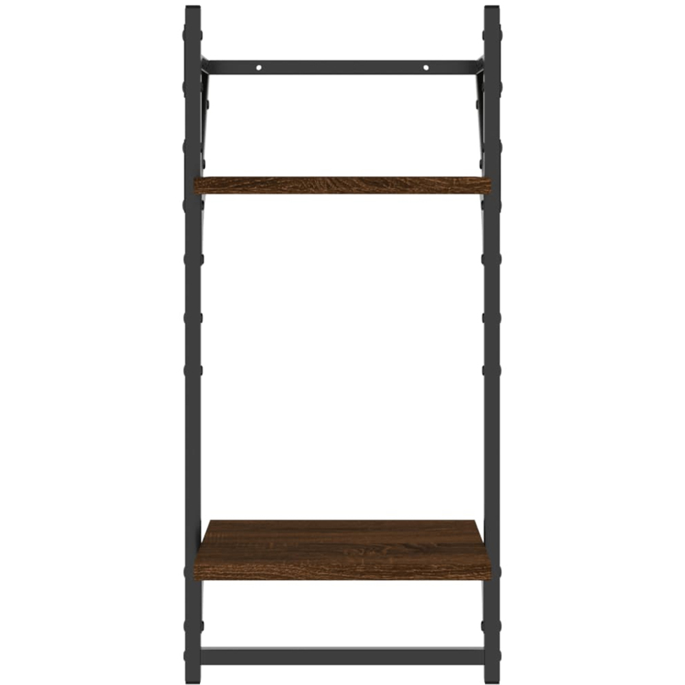 vidaXL Set of 2 2 Shelf Smoked Oak Floating Wall Shelf with Bar Image 4